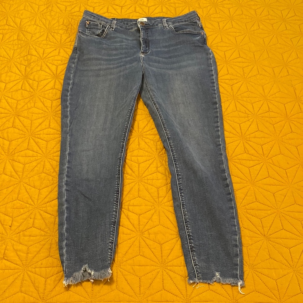 River Island skinny jeans with frayed ankles